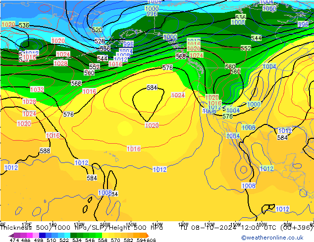 500-1000 hPa Kalınlığı CFS Sa 08.10.2024 12 UTC