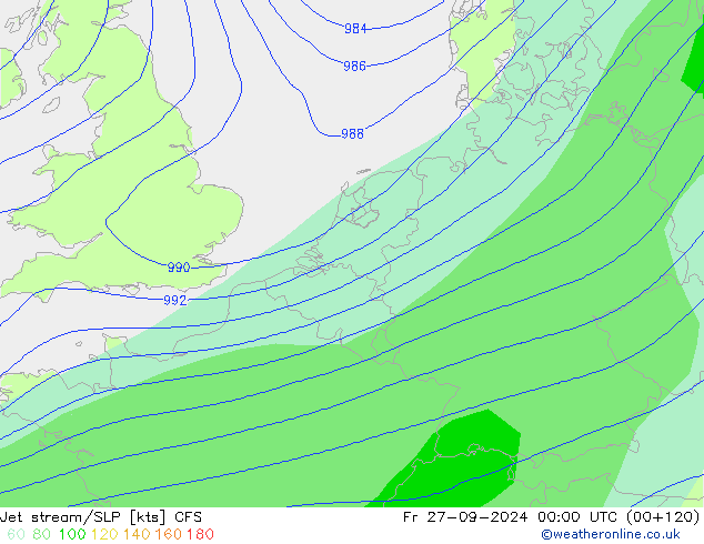 Jet stream/SLP CFS Fr 27.09.2024 00 UTC