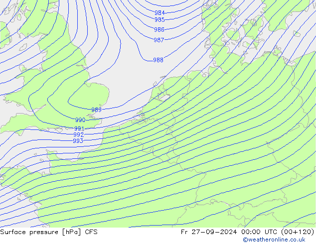 Atmosférický tlak CFS Pá 27.09.2024 00 UTC