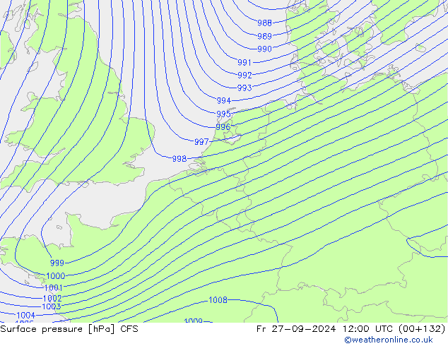 Presión superficial CFS vie 27.09.2024 12 UTC