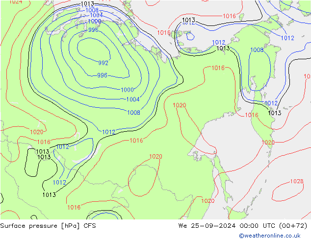 Atmosférický tlak CFS St 25.09.2024 00 UTC