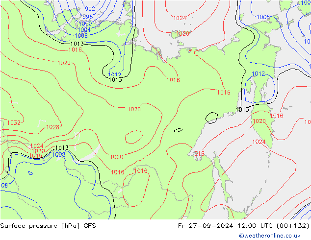 Luchtdruk (Grond) CFS vr 27.09.2024 12 UTC