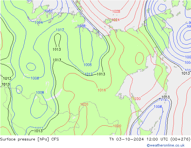 Pressione al suolo CFS gio 03.10.2024 12 UTC