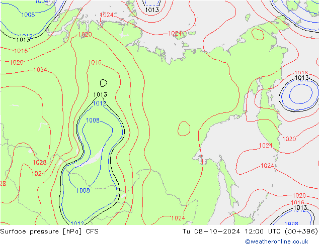 Surface pressure CFS Tu 08.10.2024 12 UTC