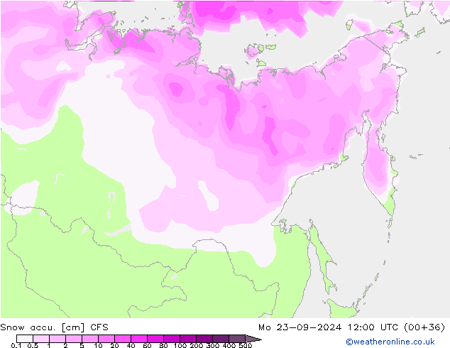 Snow accu. CFS Mo 23.09.2024 12 UTC