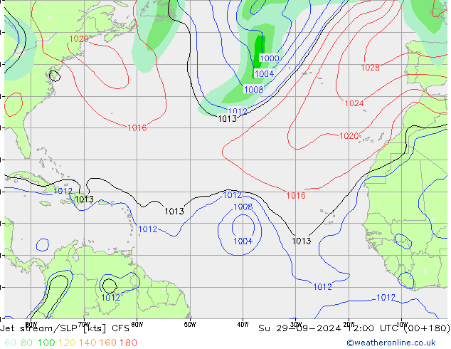 Corrente a getto CFS dom 29.09.2024 12 UTC