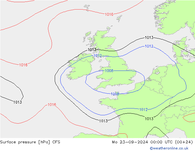 Pressione al suolo CFS lun 23.09.2024 00 UTC