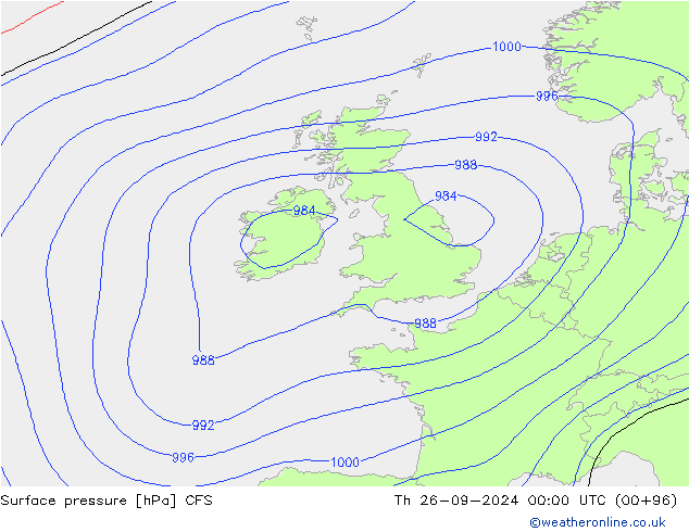 Surface pressure CFS Th 26.09.2024 00 UTC