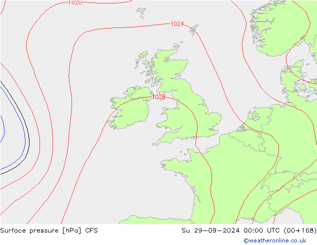 Surface pressure CFS Su 29.09.2024 00 UTC