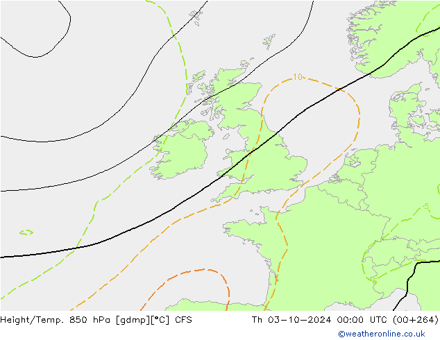 Height/Temp. 850 гПа CFS чт 03.10.2024 00 UTC