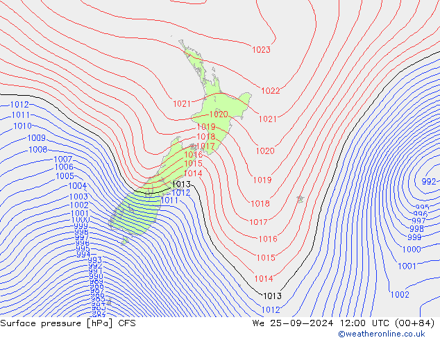 Surface pressure CFS We 25.09.2024 12 UTC