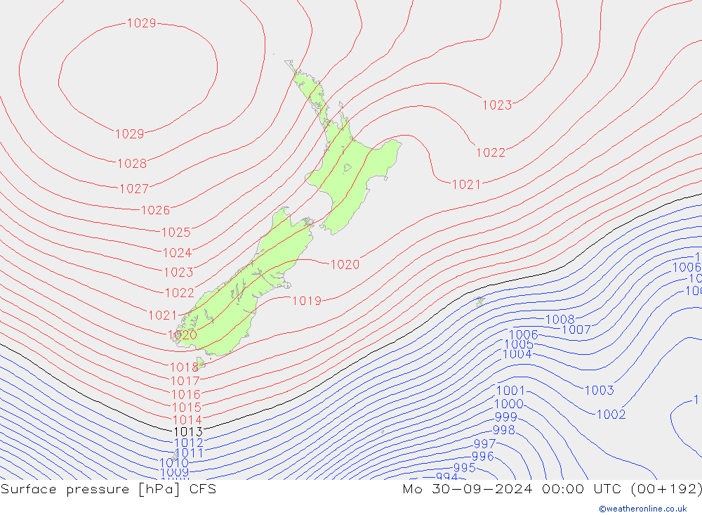 Luchtdruk (Grond) CFS ma 30.09.2024 00 UTC