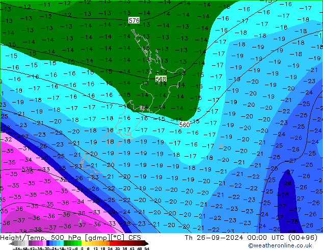 Height/Temp. 500 hPa CFS Do 26.09.2024 00 UTC