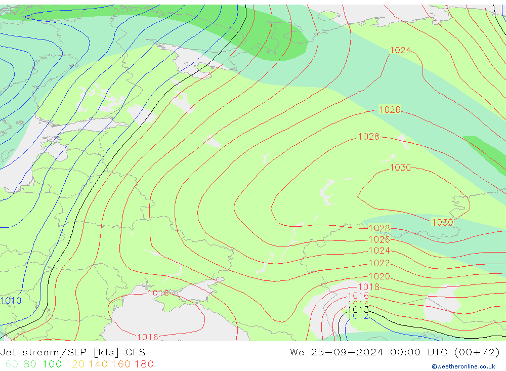 Polarjet/Bodendruck CFS Mi 25.09.2024 00 UTC