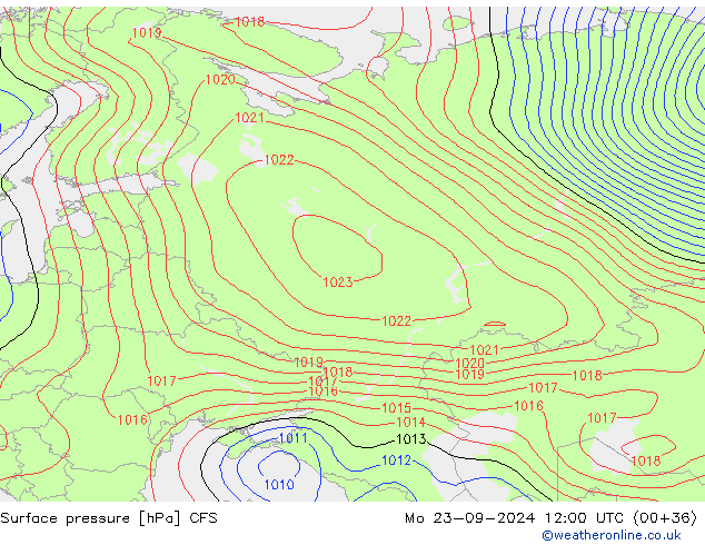 Pressione al suolo CFS lun 23.09.2024 12 UTC