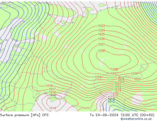 Surface pressure CFS Tu 24.09.2024 12 UTC