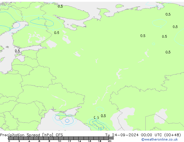 Précipitation Spread CFS mar 24.09.2024 00 UTC