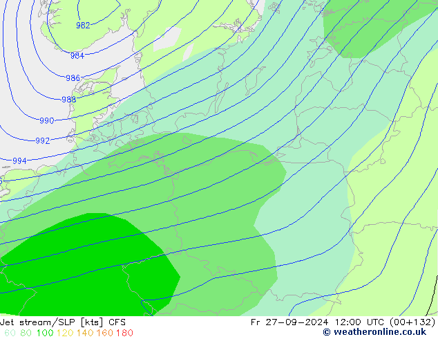 Jet stream/SLP CFS Fr 27.09.2024 12 UTC