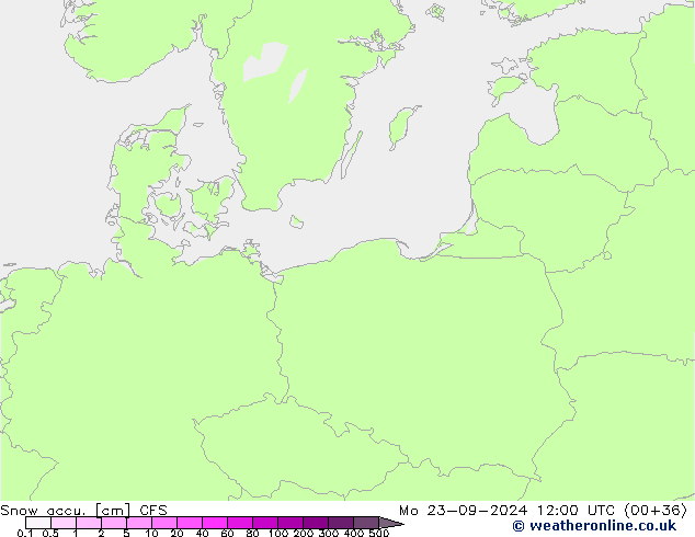 Глубина снега CFS пн 23.09.2024 12 UTC