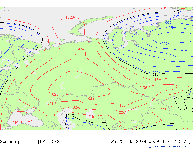 Luchtdruk (Grond) CFS wo 25.09.2024 00 UTC