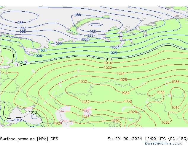 Surface pressure CFS Su 29.09.2024 12 UTC