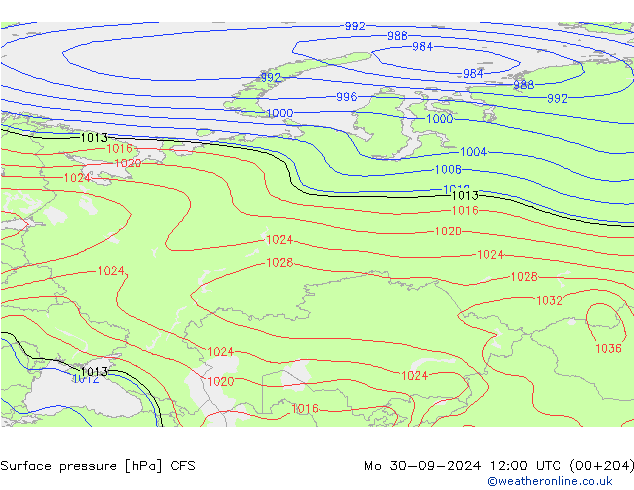 приземное давление CFS пн 30.09.2024 12 UTC