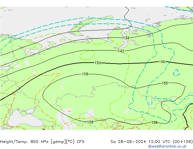 Height/Temp. 850 hPa CFS Sa 28.09.2024 12 UTC