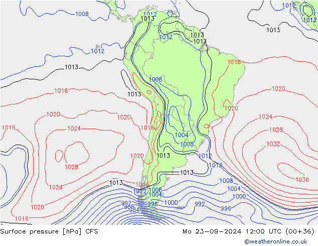 Presión superficial CFS lun 23.09.2024 12 UTC