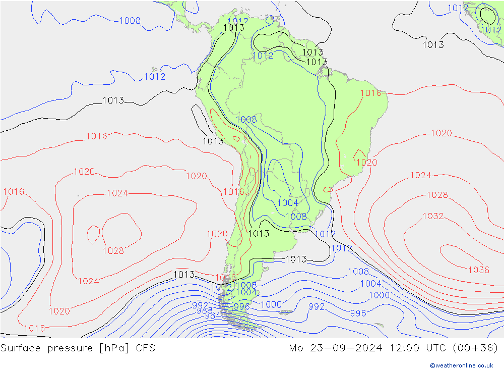 Atmosférický tlak CFS Po 23.09.2024 12 UTC