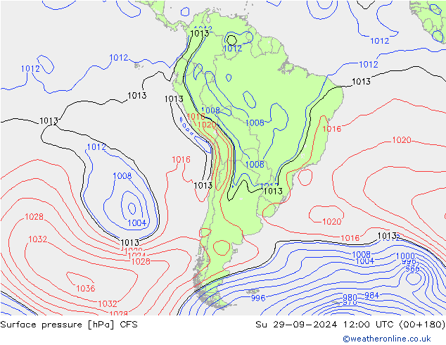 Surface pressure CFS Su 29.09.2024 12 UTC