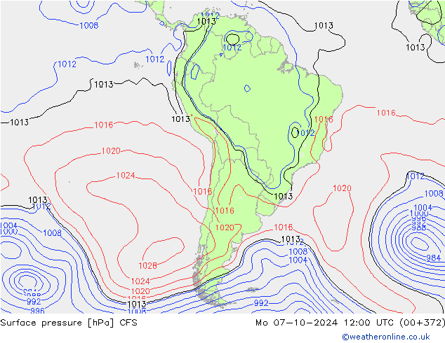 Atmosférický tlak CFS Po 07.10.2024 12 UTC