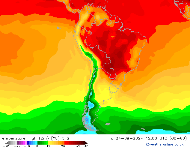 Temperature High (2m) CFS Tu 24.09.2024 12 UTC