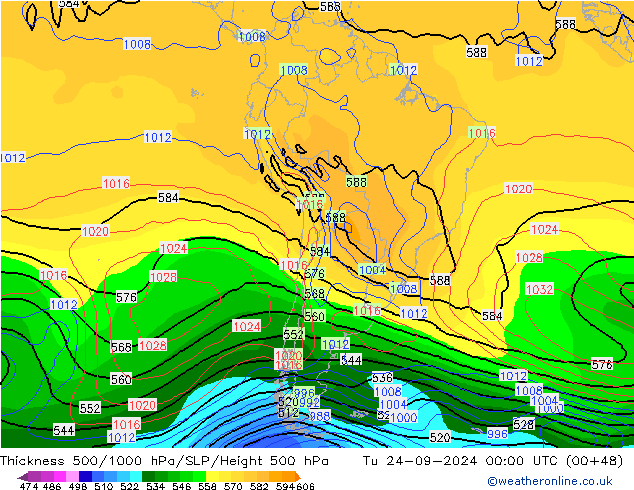 Thck 500-1000hPa CFS wto. 24.09.2024 00 UTC