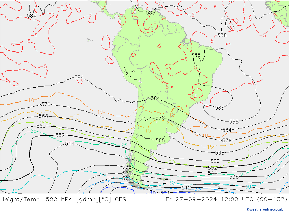 Height/Temp. 500 hPa CFS  27.09.2024 12 UTC