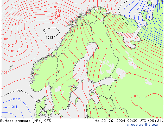 Luchtdruk (Grond) CFS ma 23.09.2024 00 UTC