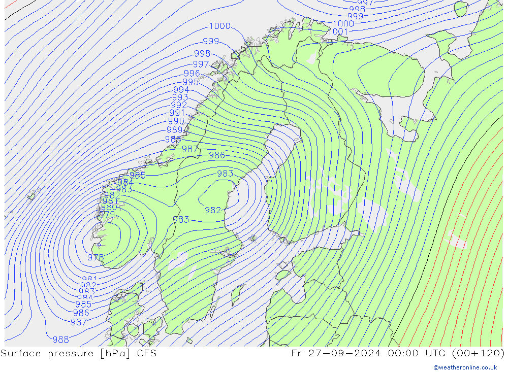 приземное давление CFS пт 27.09.2024 00 UTC