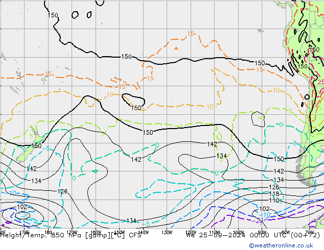 Géop./Temp. 850 hPa CFS mer 25.09.2024 00 UTC