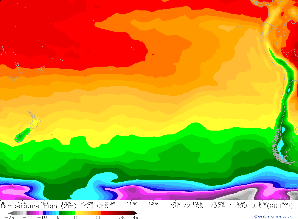 Temperature High (2m) CFS Su 22.09.2024 12 UTC