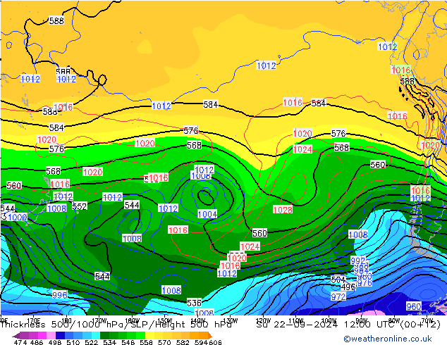 Thck 500-1000hPa CFS  22.09.2024 12 UTC