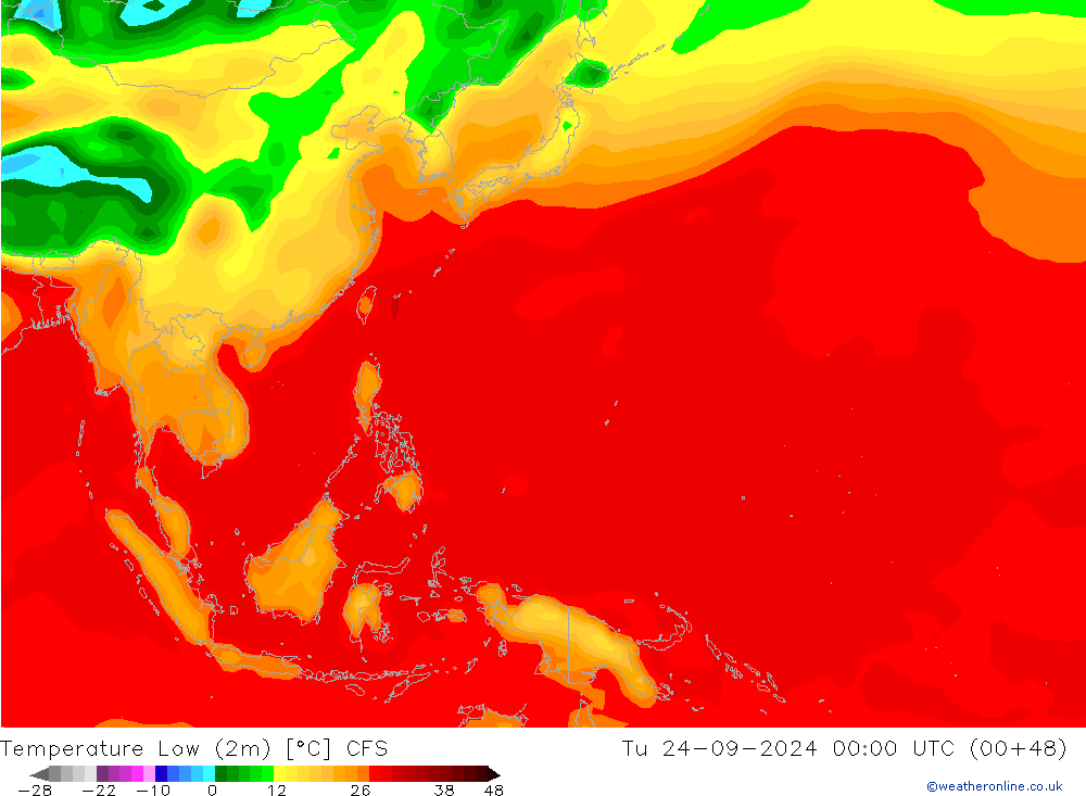 Tiefstwerte (2m) CFS Di 24.09.2024 00 UTC