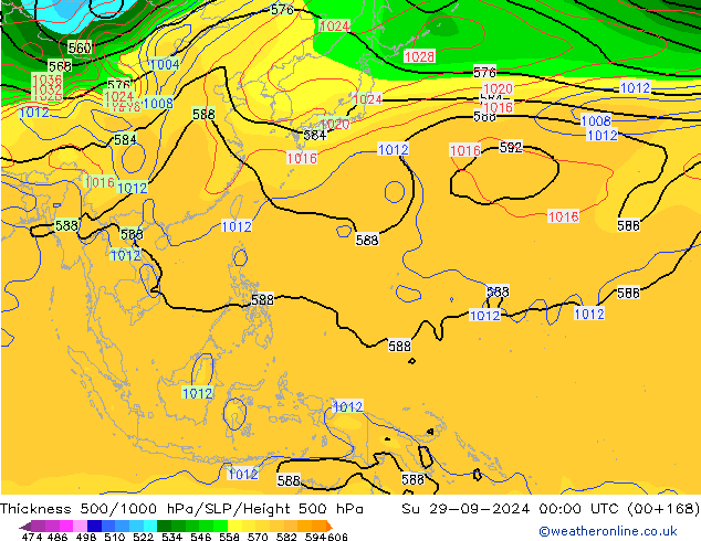 Thck 500-1000hPa CFS  29.09.2024 00 UTC