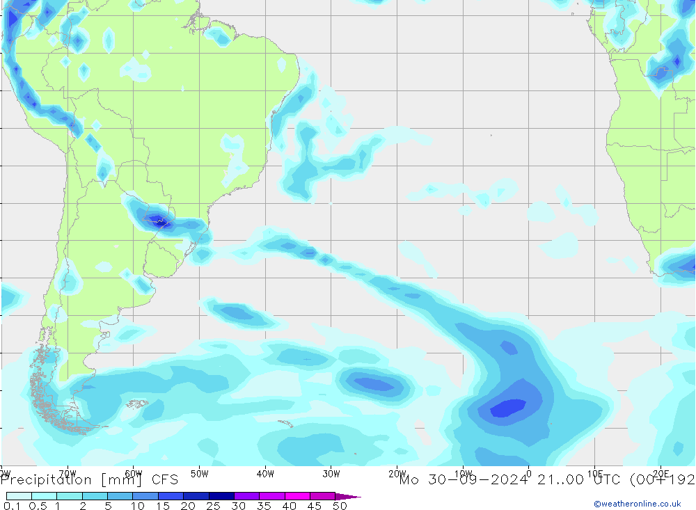 Srážky CFS Po 30.09.2024 00 UTC