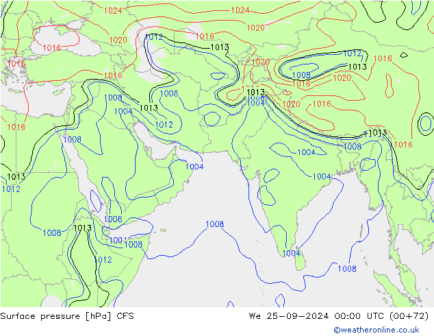 Surface pressure CFS We 25.09.2024 00 UTC