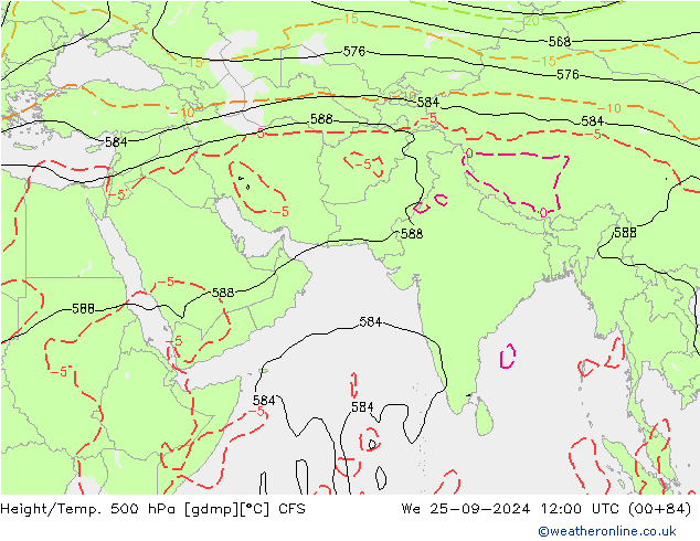 Hoogte/Temp. 500 hPa CFS wo 25.09.2024 12 UTC