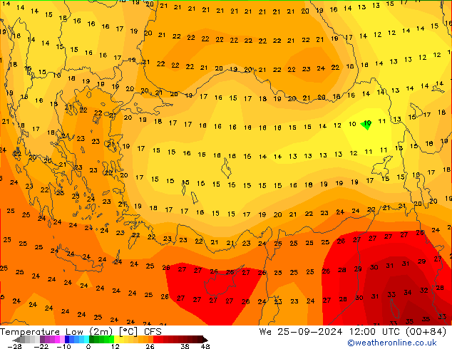 Temperature Low (2m) CFS We 25.09.2024 12 UTC