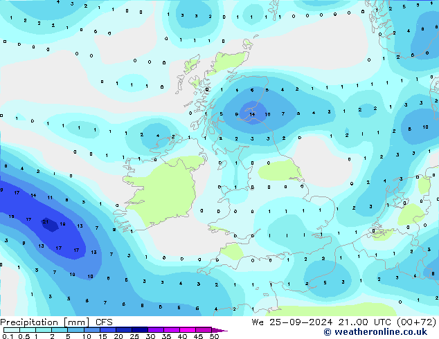 Precipitazione CFS mer 25.09.2024 00 UTC