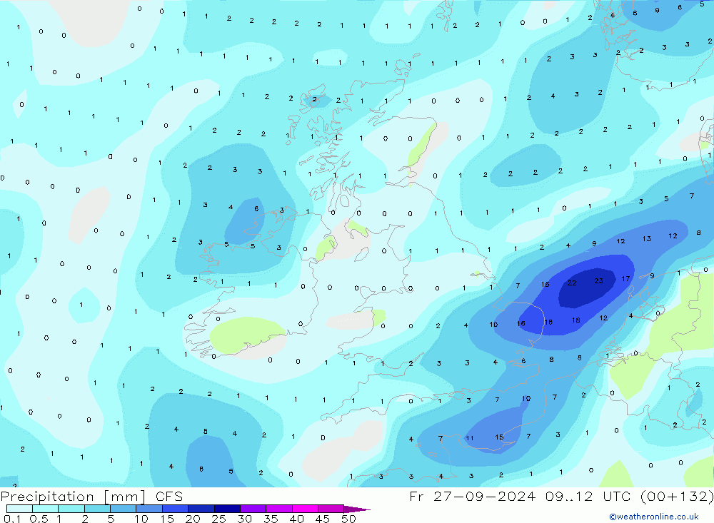 Precipitación CFS vie 27.09.2024 12 UTC