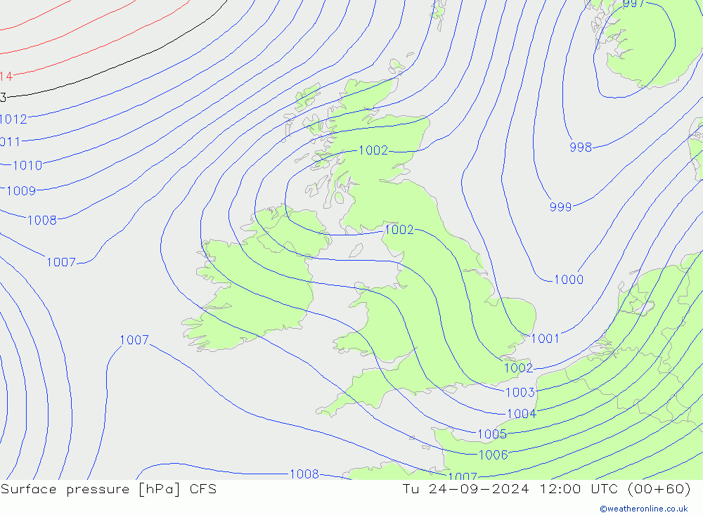 Luchtdruk (Grond) CFS di 24.09.2024 12 UTC