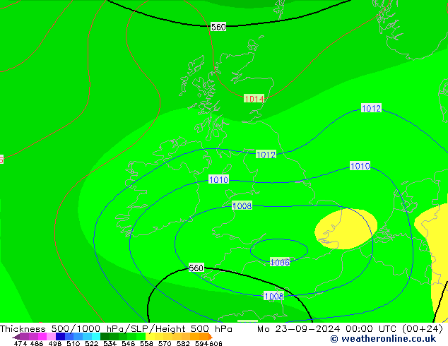 Thck 500-1000hPa CFS Mo 23.09.2024 00 UTC