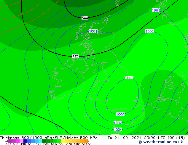 Thck 500-1000hPa CFS mar 24.09.2024 00 UTC